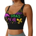 thumbnail image 1 of Uemuo Mardi Gras with Flamingo Pattern Women's Sports Bra - High Impact Support, Breathable, and Comfortable Athletic Bra for Running, Yoga, and Workouts, 1 of 9