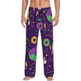 thumbnail image 1 of Uemuo Mardi Gras and Donuts Pattern Men's Wide Leg Palazzo Lounge Pants with Pockets Light Weight Loose Comfy Casual Pajama Pants-Small, 1 of 9