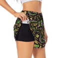 thumbnail image 1 of Uemuo Mardi Gras3 Pattern Women's Athletic Shorts High Waisted Running Shorts with Liner Pockets Gym Elastic Workout Shorts-, 1 of 9