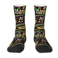thumbnail image 1 of Uemuo Mardi Gras3 Pattern Women's Crew Socks, Soft Durable Breathable Moisture-Wicking with Odor Control Cotton socks, 1 of 9