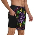 thumbnail image 1 of Uemuo Mardi Gras5 Pattern Mens Swim Trunks Quick Dry Board Shorts with Mesh Lining, Stretch Beach Shorts Quick Dry No-Chafing Board Shorts-Small, 1 of 9