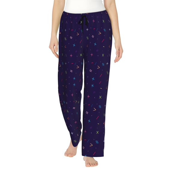 Uemuo Mathematical Symbols Pattern Women's Wide Leg Palazzo Lounge Pants with Pockets Light Weight Loose Comfy Casual Pajama Pants-Medium