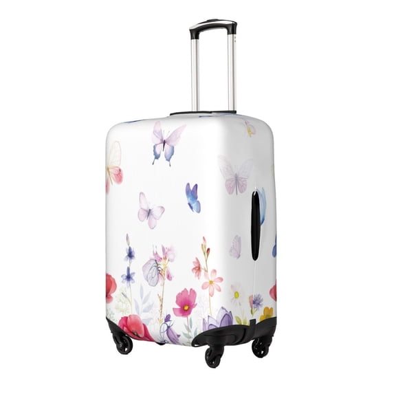 Uemuo Meadow flowers with butterfly Printed Washable Luggage Cover - Fashion Suitcase Protector Fits 18-32 Inch Luggage-Large