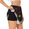 thumbnail image 1 of Uemuo Merry Christmas Elk Pattern Women's Athletic Shorts High Waisted Running Shorts with Liner Pockets Gym Elastic Workout Shorts-X-Large, 1 of 9