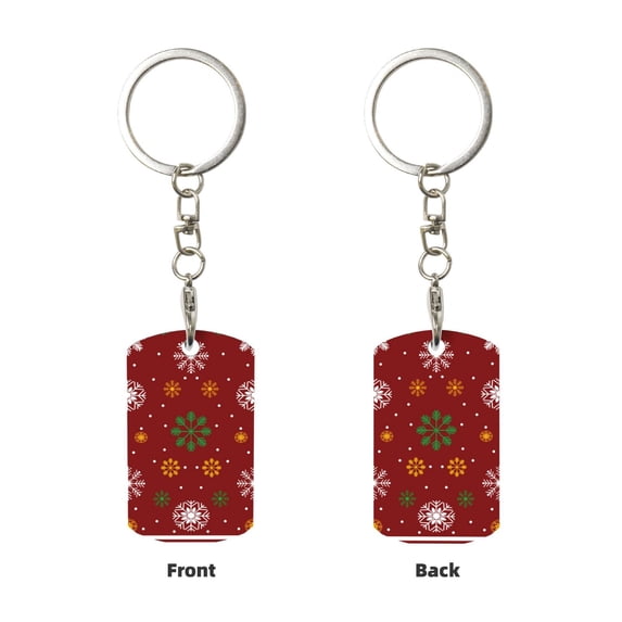 Uemuo Merry Christmas Pattern Rectangular Metal Keychain - Durable, Stylish, and Personalized Key Ring for Men and Women,Engraved Keychain,Gift Slim Sturdy Keychain