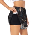 thumbnail image 1 of Uemuo Midnight Butterfly Floral Dream Pattern Women's Athletic Shorts High Waisted Running Shorts with Liner Pockets Gym Elastic Workout Shorts-XX-Large, 1 of 9