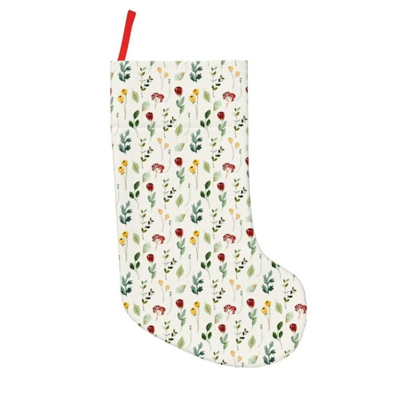 Uemuo Mini Wildflower Watercolor Print Christmas Stockings, 18inch Xmas Hanging Stocking Decorations for Christmas Party Family Decor