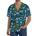 thumbnail image 1 of Uemuo Modern Excavator Pattern Cotton Linen Short Sleeve Shirts,Casual Lightweight Button Down Shirts,Vacation Beach Summer Tops-Small, 1 of 7