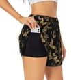 thumbnail image 1 of Uemuo Modern Golden Butterfly Pattern Women's Athletic Shorts High Waisted Running Shorts with Liner Pockets Gym Elastic Workout Shorts-Small, 1 of 9