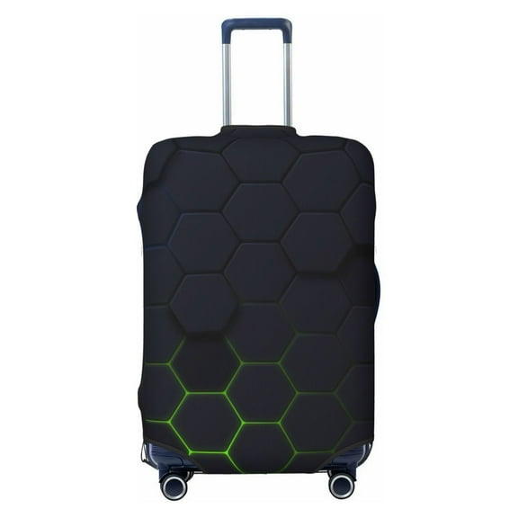 Uemuo Modern Hexagonal Neon Grid Printed Washable Luggage Cover - Fashion Suitcase Protector Fits 18-32 Inch Luggage -Small