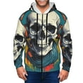 thumbnail image 1 of Uemuo Modern Hip-Hop Skull for Men's Fashion Full-zip Hoodies & Sweatshirts with Kangaroo Pocket, Zip-up Hooded Sweatshirt, Moisture Wicking & Breathable-Small, 1 of 5