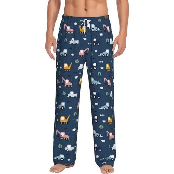 Uemuo Modern Modern Excavator Pattern Men's Wide Leg Palazzo Lounge Pants with Pockets Light Weight Loose Comfy Casual Pajama Pants-Small