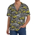 thumbnail image 1 of Uemuo Modern Yellow Excavator Pattern Cotton Linen Short Sleeve Shirts,Casual Lightweight Button Down Shirts,Vacation Beach Summer Tops-Small, 1 of 7