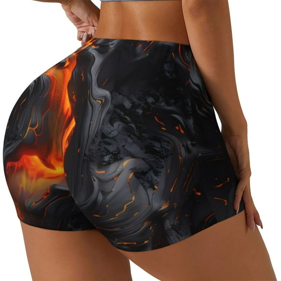 Uemuo Molten Lava Abstract Flow Pattern Women Workout Impact Shorts Scrunch Butt Lifting Gym Shorts Seamless Booty Biker Shorts-XX-Large