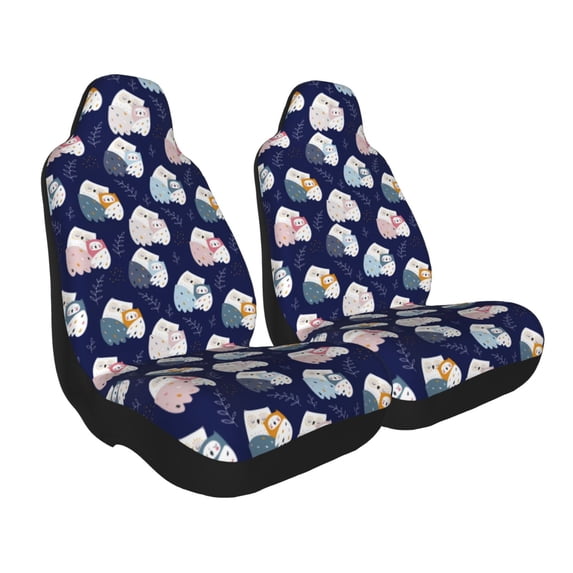 Uemuo Mom And Baby Owls Pattern Car Seat Covers for Front Seats Waterproof Seat Covers for Cars, Universal Auto Front Seats Protector Fits for Car-