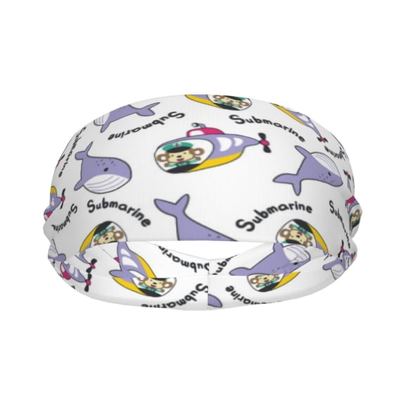 Uemuo Monkey Submarine Captain Printed Sports Headbands for Men Women,Moisture Wicking Workout Headband, Sweatband Headbands,Non-slip Workout Gym Yoga Headband
