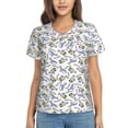 thumbnail image 1 of Uemuo Monkey Submarine Captain Printed Women's Classic V-Neck T-Shirt - Soft, Breathable, Moisture-Wicking, Perfect for Casual, Office, Travel, and Everyday Wear-Small, 1 of 5