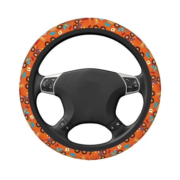 Uemuo Monster Truck Printed Car Elastic Steering Wheel Cover - Universal Car Accessory for Diverse Cars Anti-Slip, and Comfortable- 15"