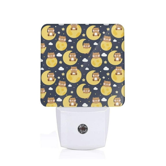 Uemuo Moon Bear Night Light, Night Lights Plug into Wall, Dusk to Dawn Sensor Warm White Led Night Light 0.5W-US