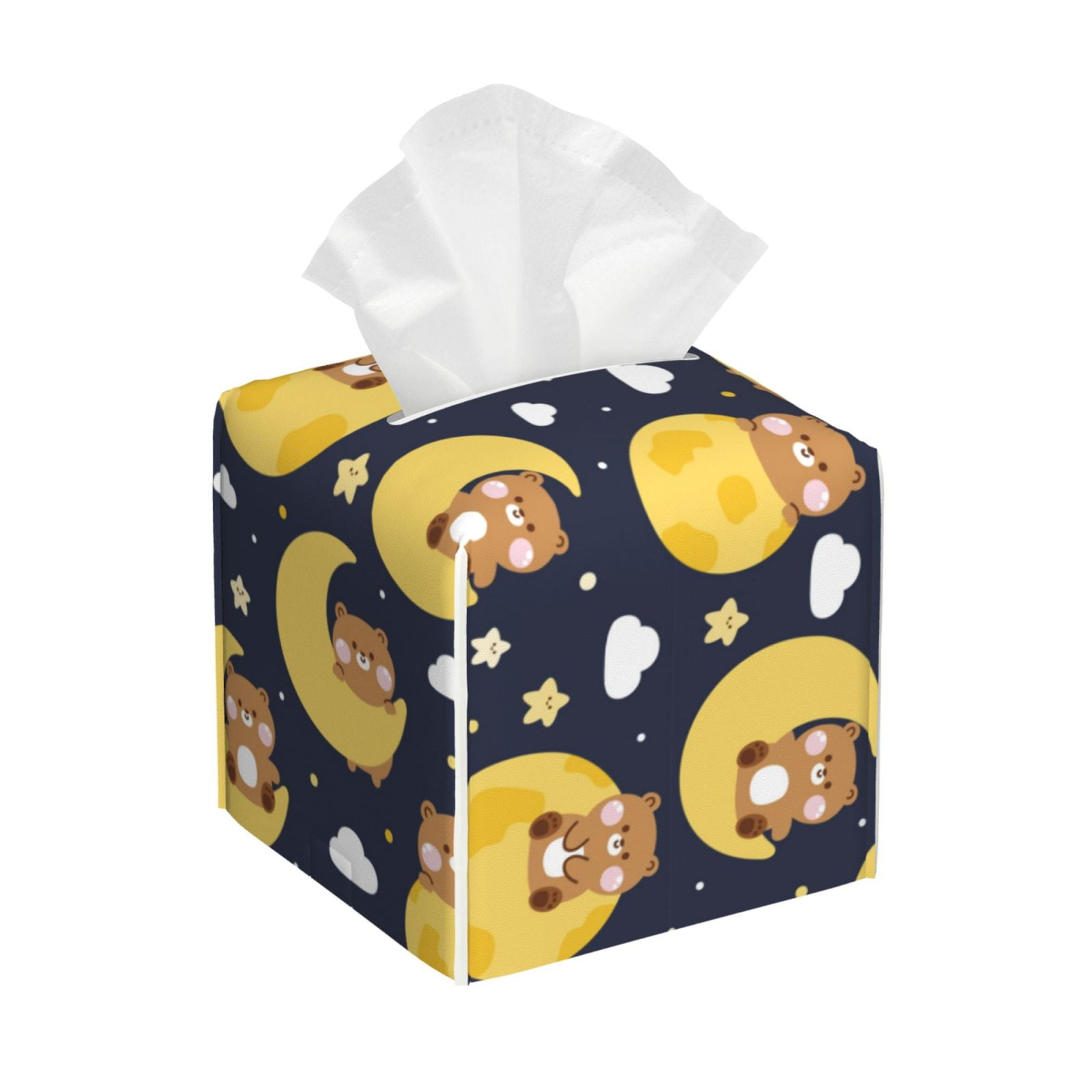 Uemuo Moon Bear Tissue Box Cover Holder, Square with Bottom