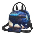 thumbnail image 1 of Uemuo Moonlit Blue Wolf Printed Lunch Bag Lunch Box Reusable Insulated Lunch Tote Bag, Leakproof Thermal Cooler Sack Food Handbags Case High Capacity, 1 of 5