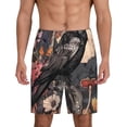 thumbnail image 1 of Uemuo Moonlit Crow Blossoms Pattern Men's Short Pajama Pants – Soft & Breathable Lounge Shorts, Elastic Waistband with Pockets, Lightweight Sleepwear for All-Season Comfort-XX-Large, 1 of 6