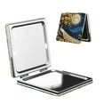thumbnail image 1 of Uemuo Moonlit Golden Tree Peacock Print Compact Portable Pocket Makeup Mirror - Leather Cover, Elegant Travel Cosmetic Mirror for Purse, Pocket, and Handbag-Square, 1 of 9