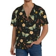 thumbnail image 1 of Uemuo Moth And Flowers Pattern Cotton Linen Short Sleeve Shirts,Casual Lightweight Button Down Shirts,Vacation Beach Summer Tops-XX-Large, 1 of 7