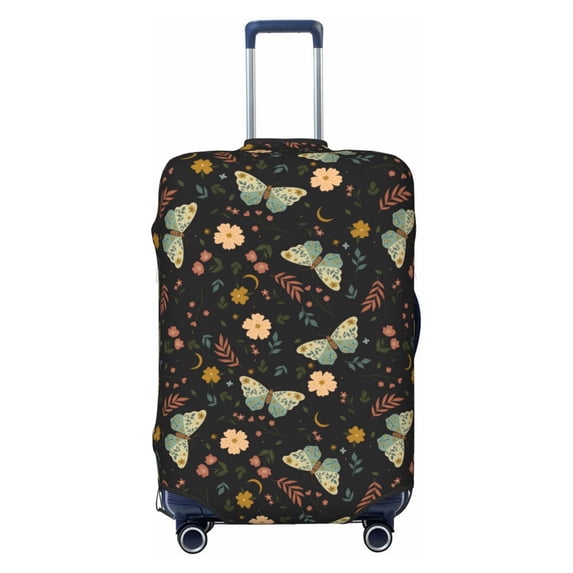 Uemuo Moth And Flowers Printed Washable Luggage Cover - Fashion Suitcase Protector Fits 18-32 Inch Luggage -Medium