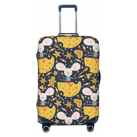 Uemuo Mouse Cheese Printed Washable Luggage Cover - Fashion Suitcase Protector Fits 18-32 Inch Luggage -Large