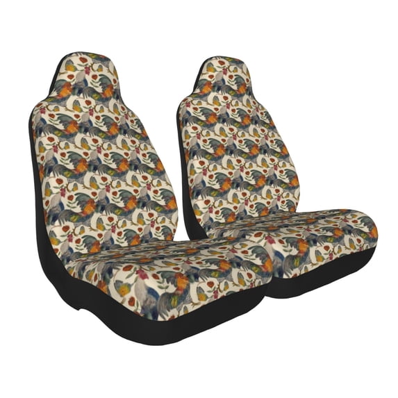 Uemuo Multi-Colored Roosters Pattern Car Seat Covers for Front Seats Waterproof Seat Covers for Cars, Universal Auto Front Seats Protector Fits for Car-1