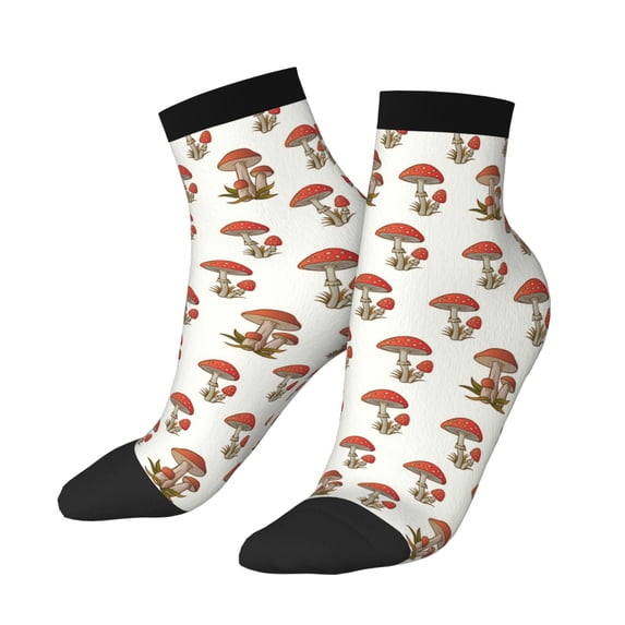 Uemuo Mushroom Printed Crew Socks, Moisture-Wicking Socks, Athletic Socks for Men Breathable Cushion Socks Casual Sport Socks for Running Traveling