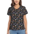thumbnail image 1 of Uemuo Mushroom Printed Women's Classic V-Neck T-Shirt - Soft, Breathable, Moisture-Wicking, Perfect for Casual, Office, Travel, and Everyday Wear-Large, 1 of 5