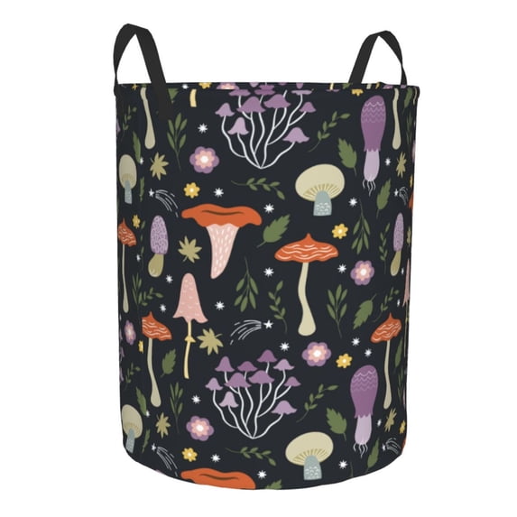 Uemuo Mushrooms Pattern Circular Laundry Hamper Basket with handles,Collapsible laundry basket,Large capacity laundry hamper,Laundry Organizer-Small