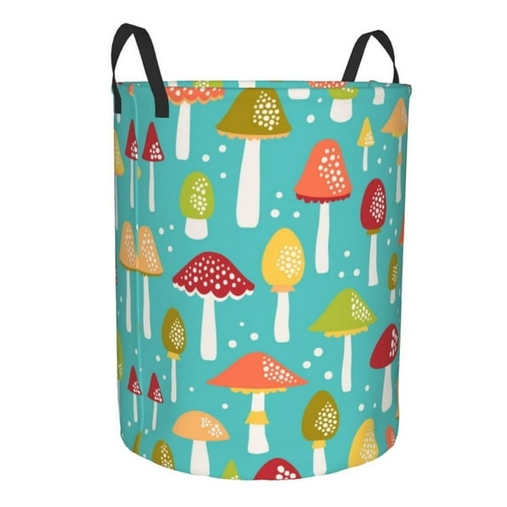 Uemuo Mushrooms Pattern Circular Laundry Hamper Basket with handles,Collapsible laundry basket,Large capacity laundry hamper,Laundry Organizer-