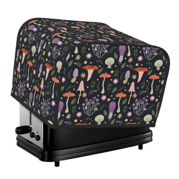 Uemuo Mushrooms Print Toaster Cover 4 Slice, Small Kitchen Appliance Covers, Toaster Oven Cover with Loop, Bread Machine Cover Dust Cover Protection