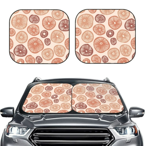 Uemuo Mushrooms2 Printed 2 PCS Car Windshield Sun Shade, Auto Sun Heat and UV Rays Blocker, Foldable Automotive Front Window Sunshade Protector