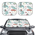 thumbnail image 1 of Uemuo Music Lover Dinosaur Printed 2 PCS Car Windshield Sun Shade, Auto Sun Heat and UV Rays Blocker, Foldable Automotive Front Window Sunshade Protector, 1 of 7