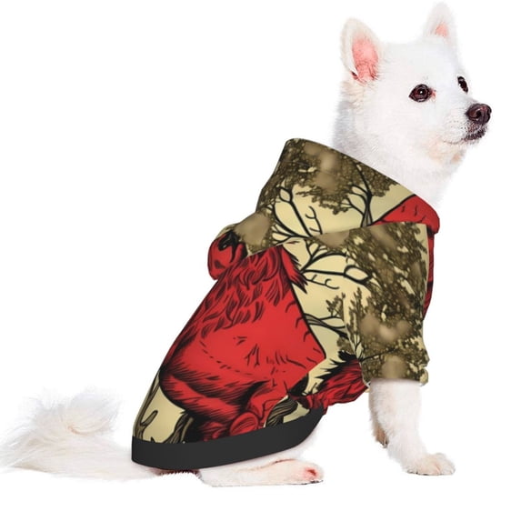 Uemuo Mythical Red Stag Illustration for Winter Dog Hoodie Sweatshirts with Pockets Warm Dog Clothes for Small Dogs Chihuahua-Medium