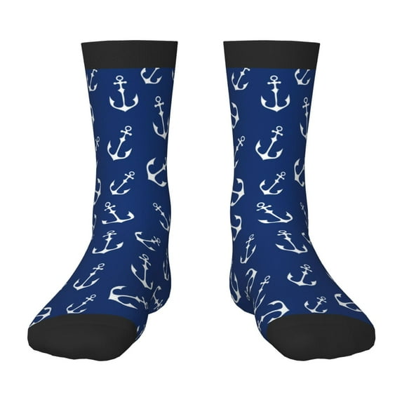 Uemuo Nautical Anchors Printed Kids Boys Socks Seamless Crew Socks Crazy Funny Athletic Sport Socks for Children