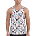 thumbnail image 1 of Uemuo Nautical And Pirate Owls Pattern Men's Muscle Shirts Sleeveless Dry Fit Gym Workout Tank Top Lightweight Sports Tank Top Beach Tank Top, Loose-fit Sleeveless Shirt-Large, 1 of 7