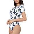 thumbnail image 1 of Uemuo Navy Blue Anchor Pattern Women's One Piece Short Sleeve Swimsuit Rash Guard Surfing Modest Quick-drying Swimsuit Beach Essentials-XX-Large, 1 of 1