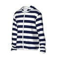 thumbnail image 1 of Uemuo Navy Blue And White Stripes Pattern Women's Full Zip UPF 50+ Sun Protection Hoodie Jacket Long Sleeve Sun Shirt Hiking Outdoor Performance with Pockets-XX-Large, 1 of 9