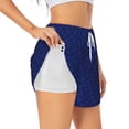 thumbnail image 1 of Uemuo Navy Blue Pattern Women's Athletic Shorts High Waisted Running Shorts with Liner Pockets Gym Elastic Workout Shorts-X-Large, 1 of 9