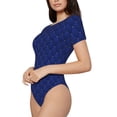 thumbnail image 1 of Uemuo Navy Blue Pattern Women's One Piece Short Sleeve Swimsuit Rash Guard Surfing Modest Quick-drying Swimsuit Beach Essentials-Small, 1 of 9