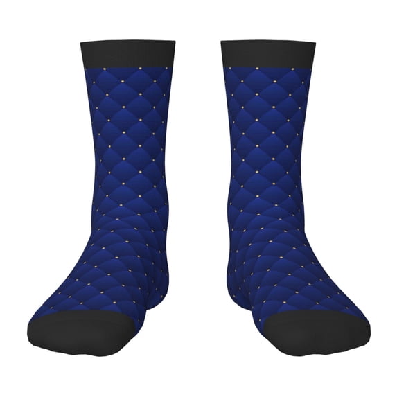 Uemuo Navy Blue Printed Kids Boys Socks Seamless Crew Socks Crazy Funny Athletic Sport Socks for Children
