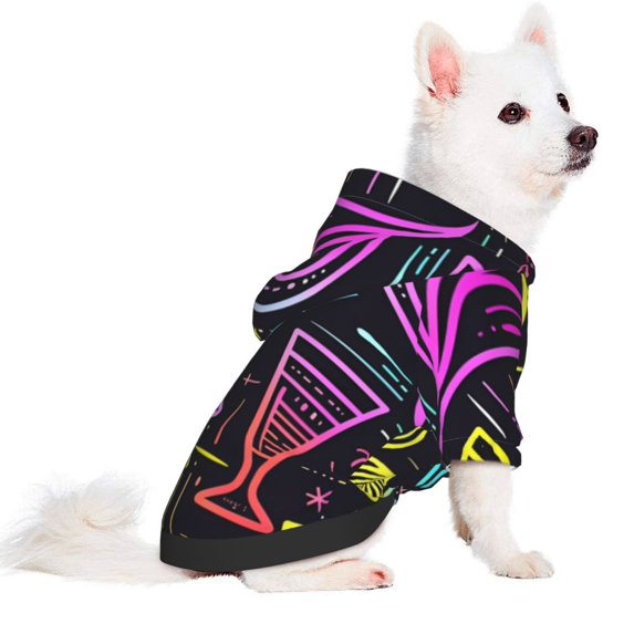 Uemuo Neon Bar Drinks for Winter Dog Hoodie Sweatshirts with Pockets Warm Dog Clothes for Small Dogs Chihuahua-X-Small