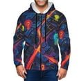 thumbnail image 1 of Uemuo Neon City Map for Men's Fashion Full-zip Hoodies & Sweatshirts with Kangaroo Pocket, Zip-up Hooded Sweatshirt, Moisture Wicking & Breathable-X-Large, 1 of 5