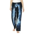 thumbnail image 1 of Uemuo Night Scene of Wolves Pattern Women's Wide Leg Palazzo Lounge Pants with Pockets Light Weight Loose Comfy Casual Pajama Pants-Small, 1 of 9