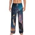 thumbnail image 1 of Uemuo Night Sky Wolf Pattern Men's Wide Leg Palazzo Lounge Pants with Pockets Light Weight Loose Comfy Casual Pajama Pants-Medium, 1 of 9